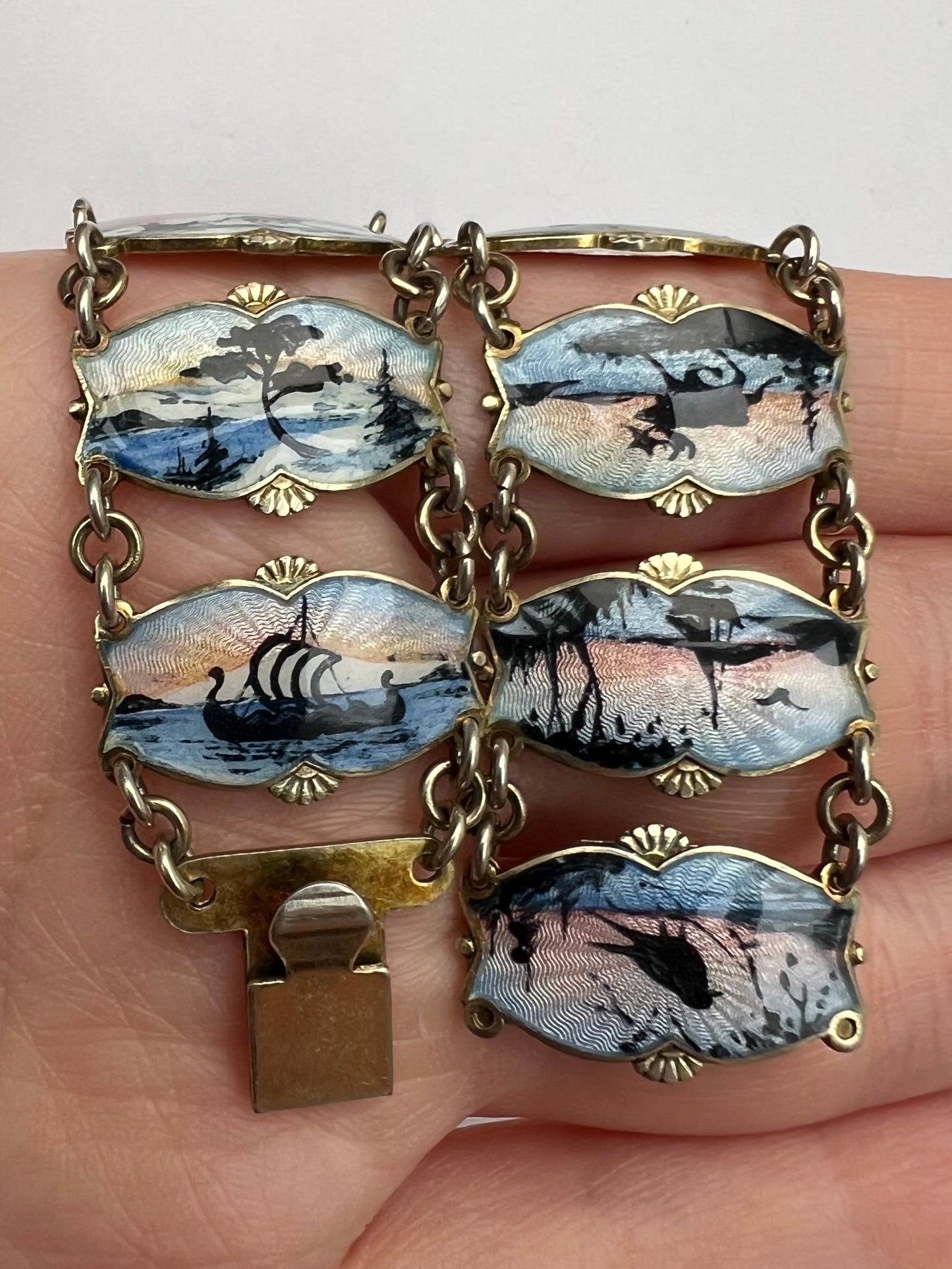 Aksel Holmsen Mid Century Norwegian Enamel Scandinavian Bracelet