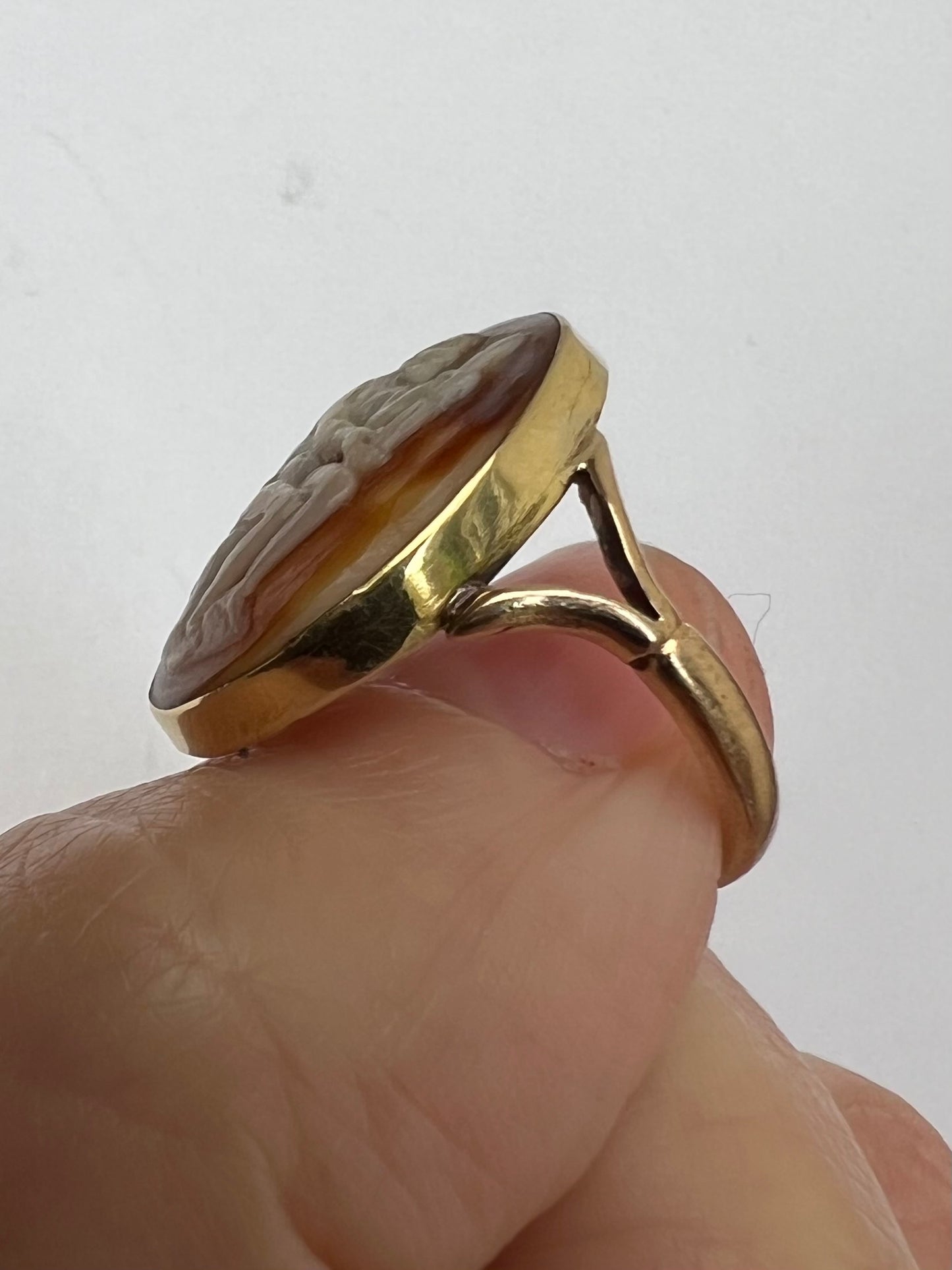 Unusual Antique Cameo Gold Pinky Ring