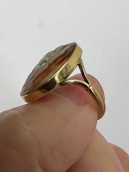 Unusual Antique Cameo Gold Pinky Ring