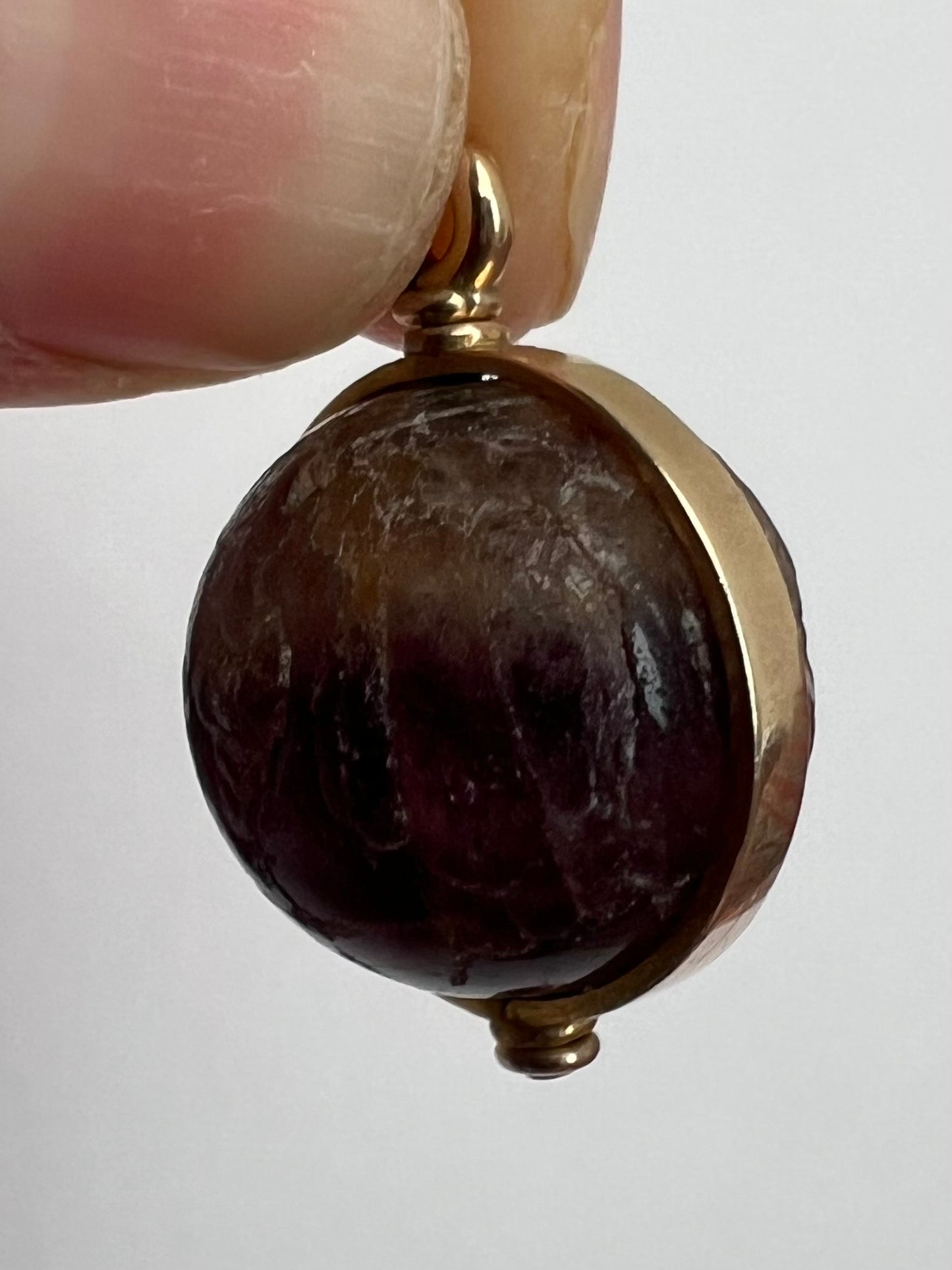 Blue John Derbyshire Feldspar Antique Gold Orb Talisman Pendant