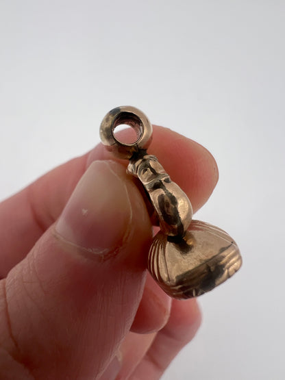 Tiny Georgian Coral Rose Gold Cased Fob Pendant