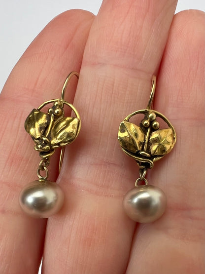 Rare Arts & Crafts Pearl Drop Earrings - Reserved, please enquire