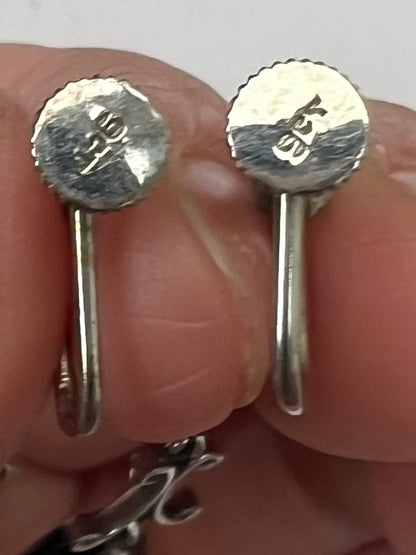 Elegant Early 20th Century Black Opal White Gold Drop Earrings