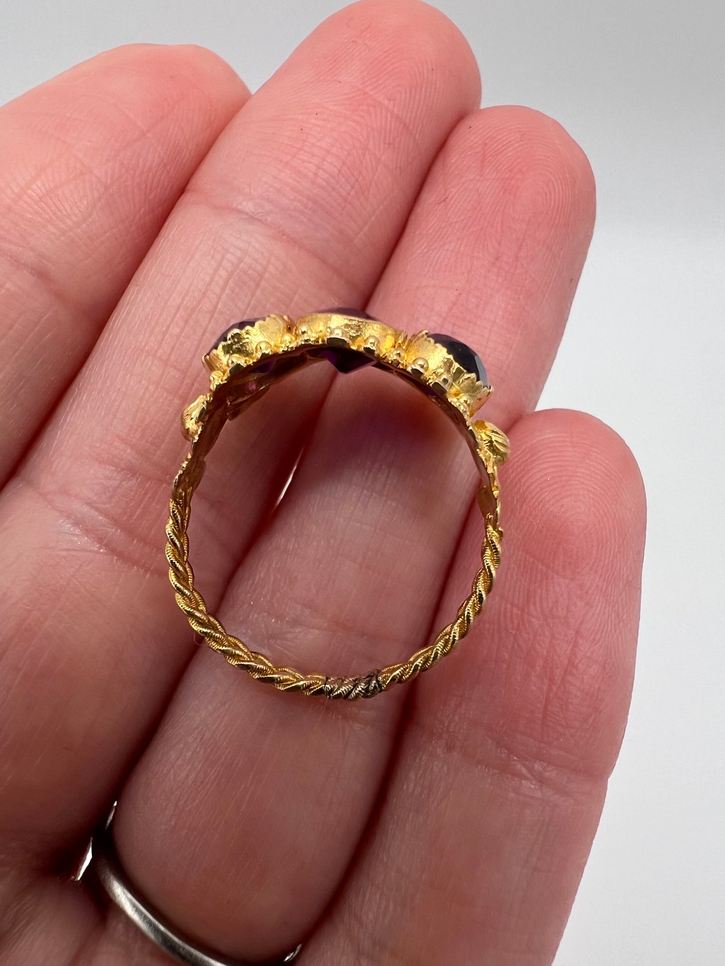 High Carat Gold Late Georgian Victorian 3 Stone Ring