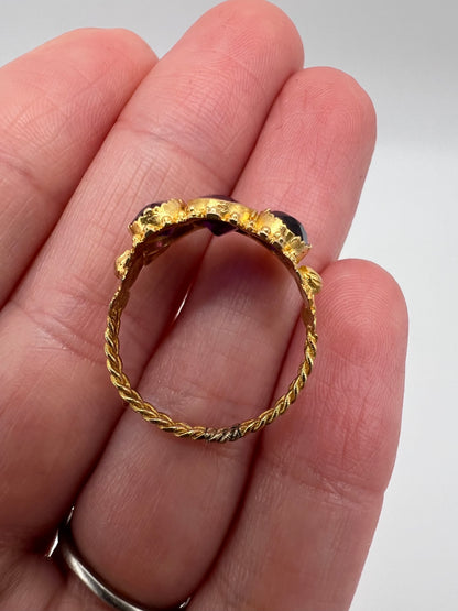 High Carat Gold Late Georgian Victorian 3 Stone Ring