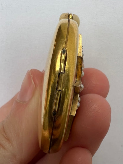 Victorian Gold Ruby Pearl Large Locket Star Pendant