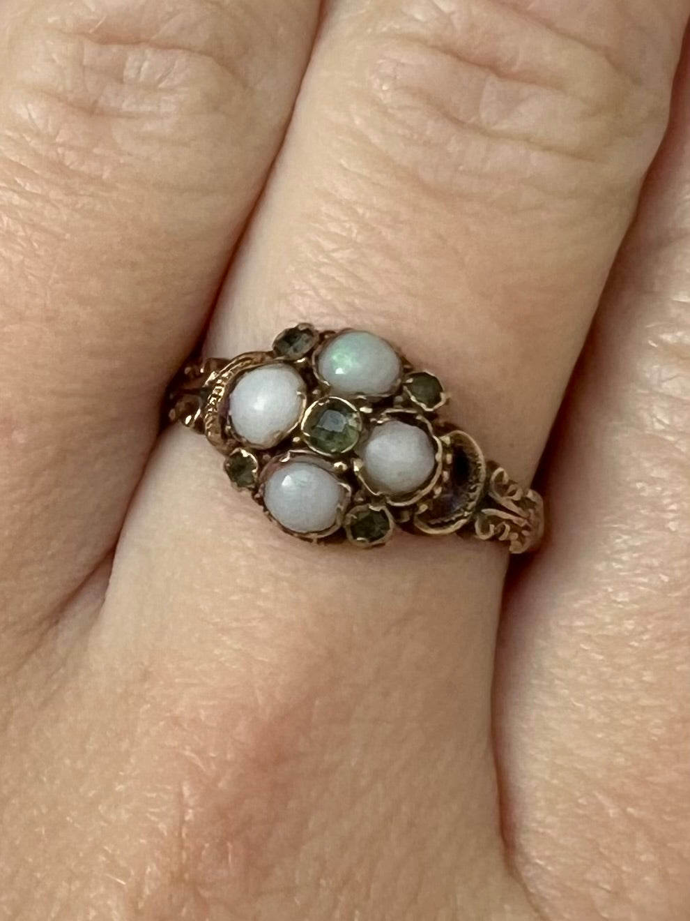 1863 15ct Gold Opal Quatrefoil Ring