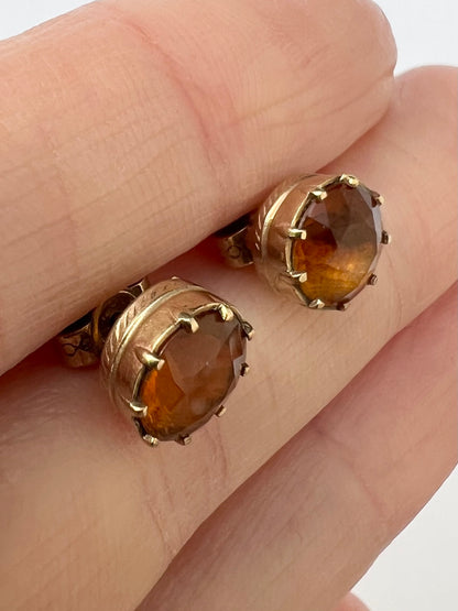 Scottish Cairngorm Gold Citrine Stud Earrings