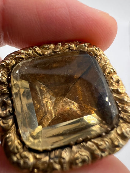 Georgian 9ct Gold Citrine Brooch Pin