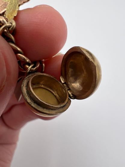 Gold Charm Bracelet With Many Unusual and Rare Charms