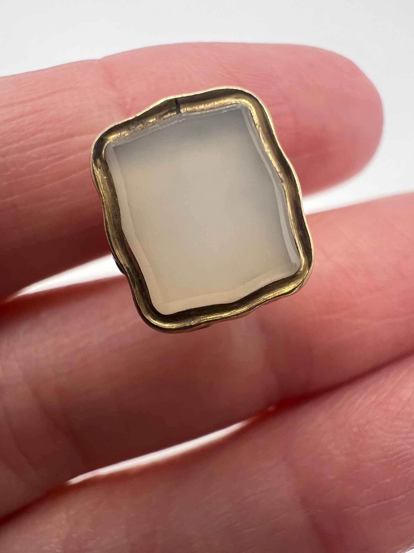 Victorian Chalcedony Gold Cased Milky Fob Seal Pendant