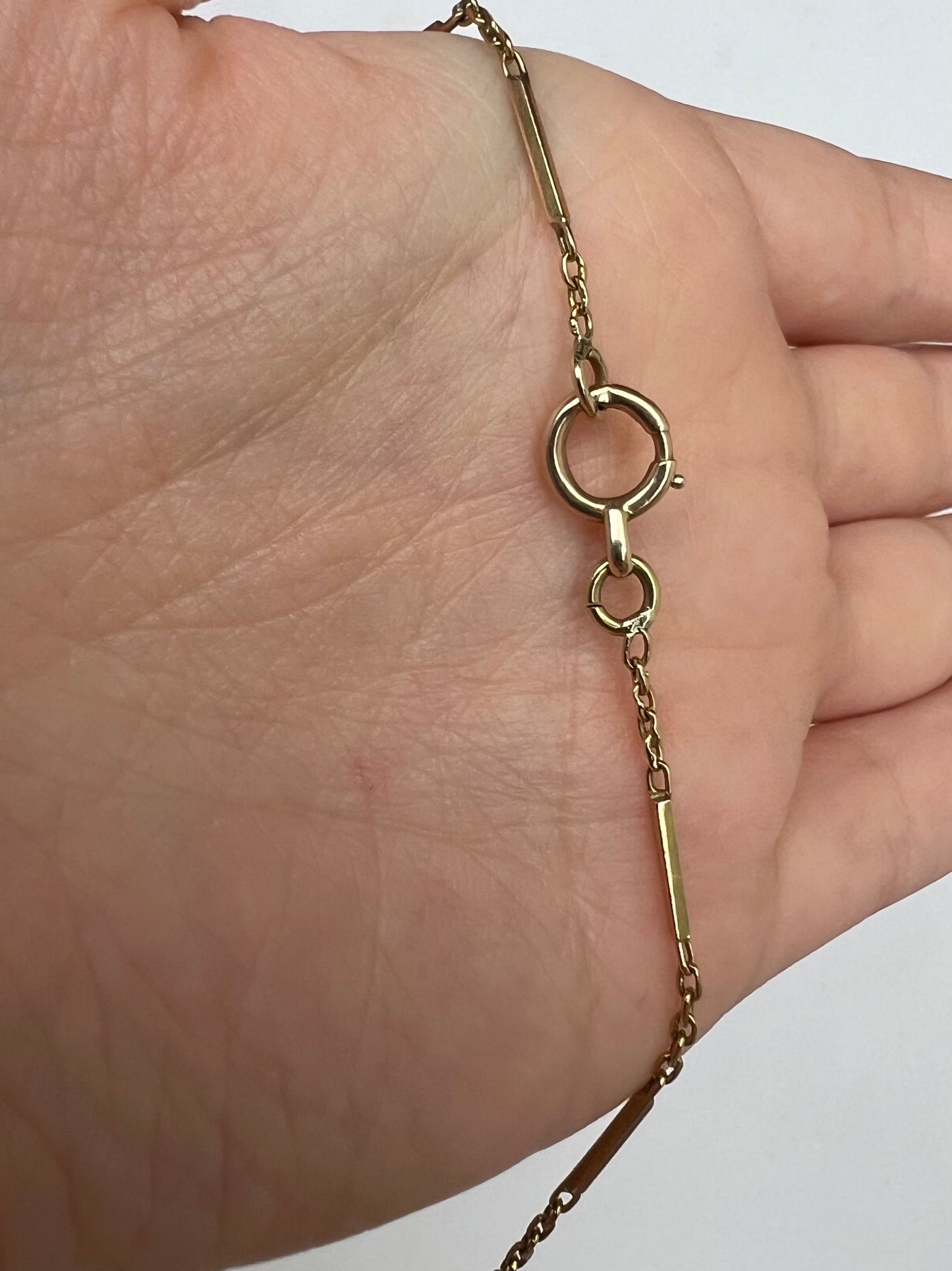 36" Very Long 18ct Gold Long Bar Link Chain