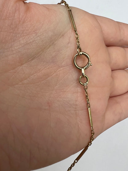 36" Very Long 18ct Gold Long Bar Link Chain