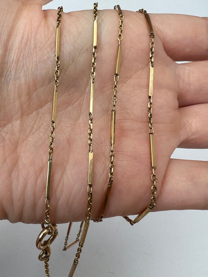 36" Very Long 18ct Gold Long Bar Link Chain