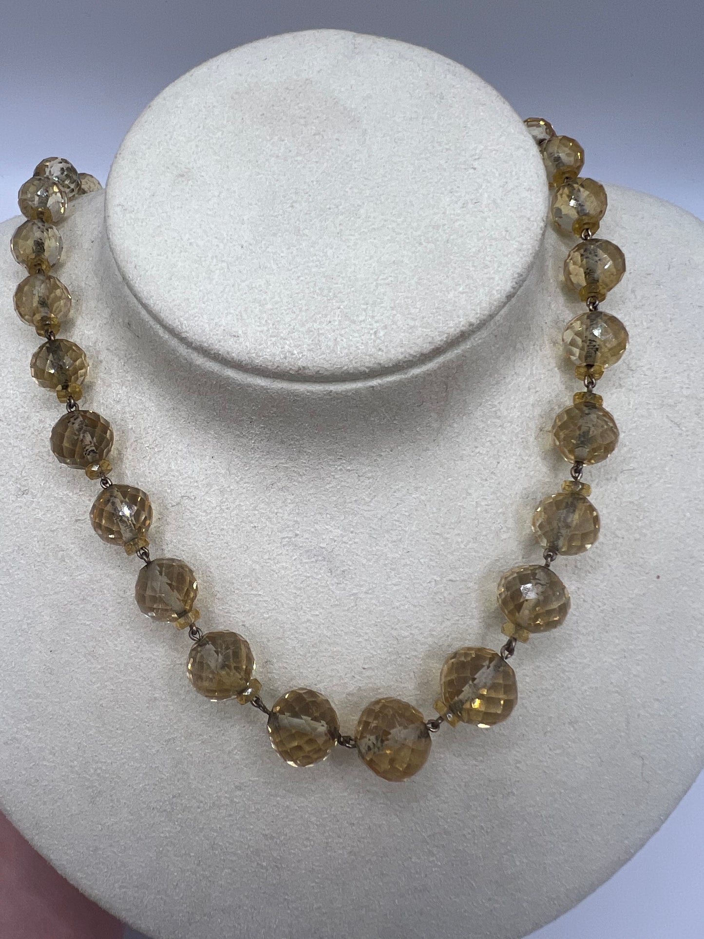 Long String of 1920s Art Deco Citrine Faceted Beads