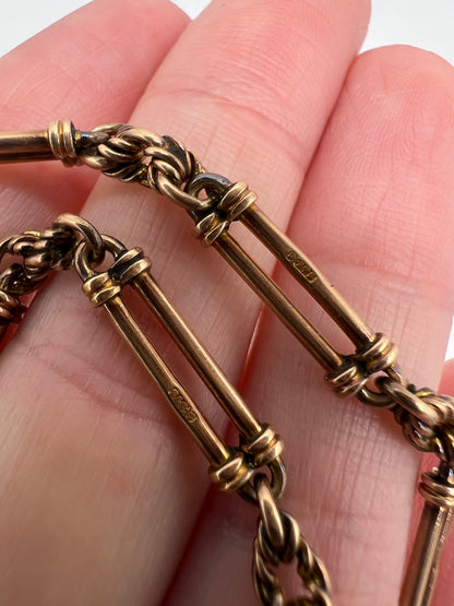 RESERVED - Please enquire for price - Fancy Paperclip Link Rose Gold Albert Chain