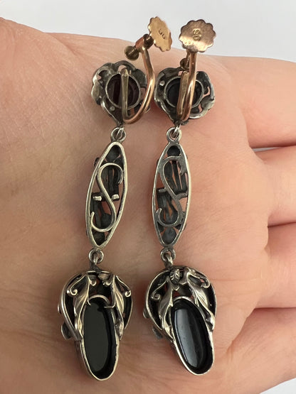 Bernard Instone Arts & Crafts Opal Dangly Screw Back Earrings