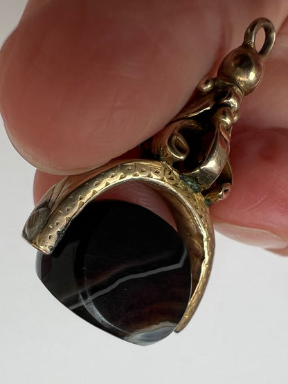 Antique 9ct Gold Fob Spinner Pendant