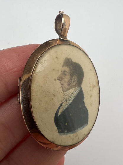 Regency Portrait Georgian Rose Gold Locket Pendant