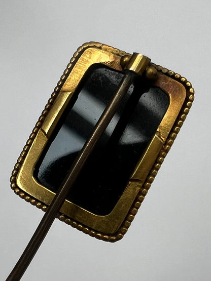 Well Carved Banded Agate / Onyx Hardstone Cameo Stick Pin