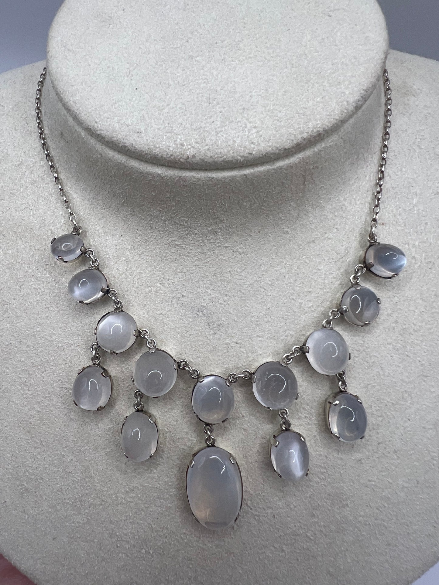 Silver Moonstone Festoon Wedding Necklace