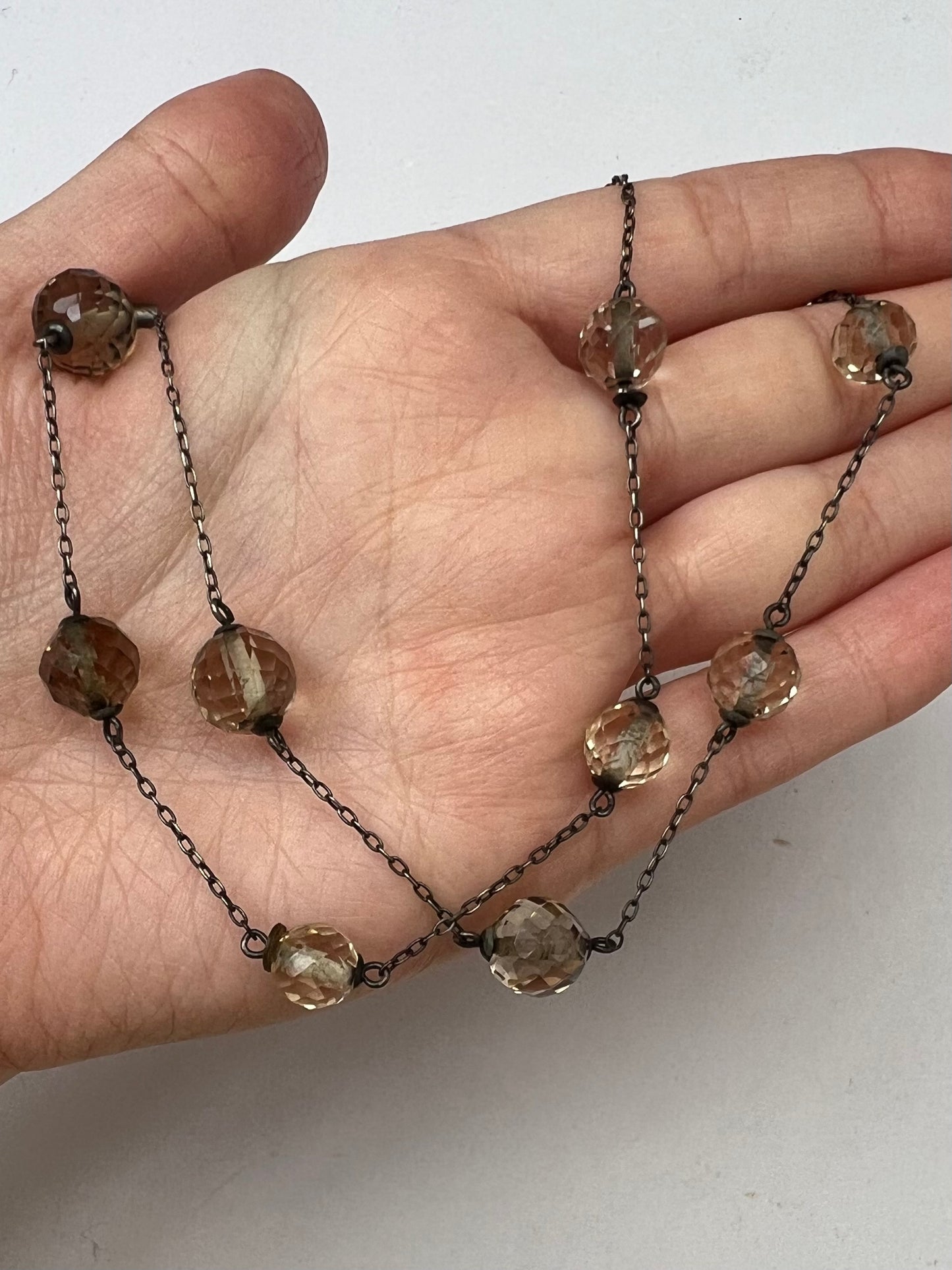 Arts and Crafts Faceted Citrine Necklace