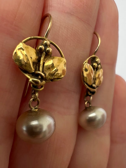 Rare Arts & Crafts Pearl Drop Earrings - Reserved, please enquire