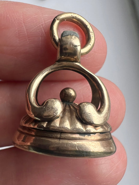 Georgian Gold Intaglio Chalcedony Carved Face Hardstone Fob Seal