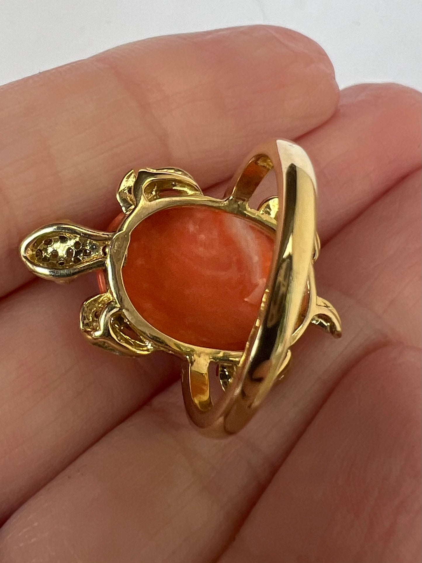 Turtle Ring in 18ct Gold, Diamond and Ruby Eyes