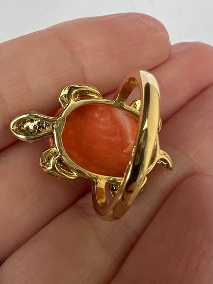 Turtle Ring in 18ct Gold, Diamond and Ruby Eyes