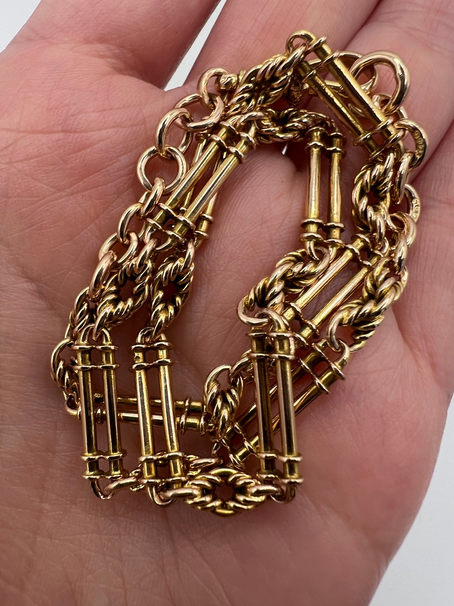 RESERVED - Please Enquire For Price - Fancy Trombone Fetter Link Albert Chain Necklace
