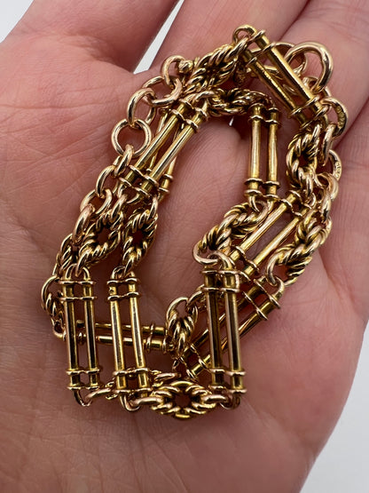 RESERVED - Please Enquire For Price - Fancy Trombone Fetter Link Albert Chain Necklace