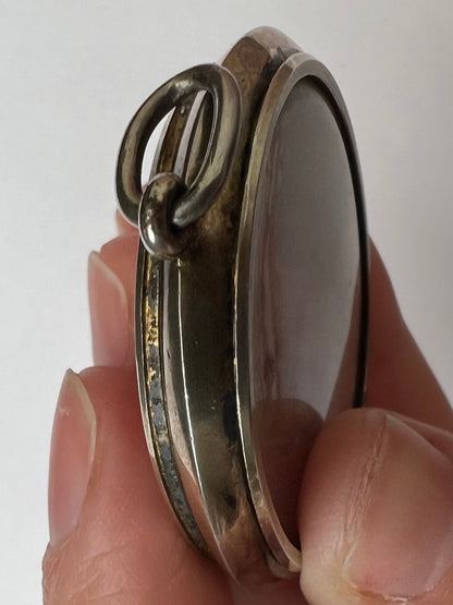 Antique Silver Locket With Pretty Portrait Miniature