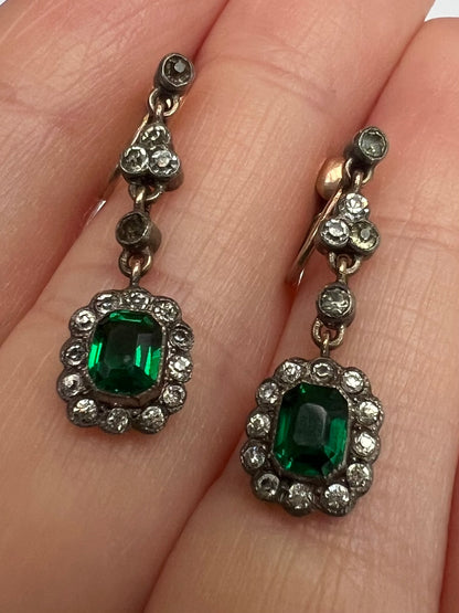 Super Sweet Edwardian Antique Paste Screw Back Earrings