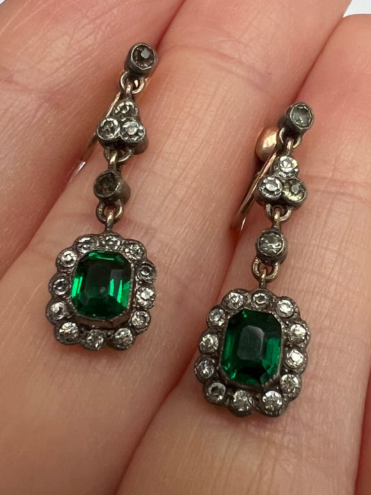Super Sweet Edwardian Antique Paste Screw Back Earrings