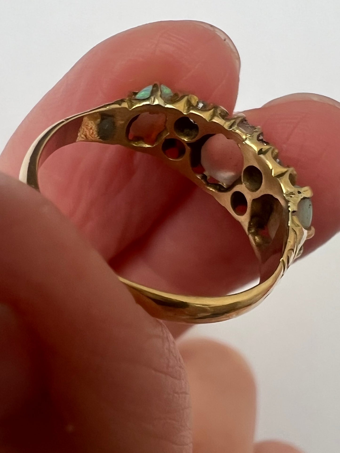 Opal Moonstone Diamond Antique Ring