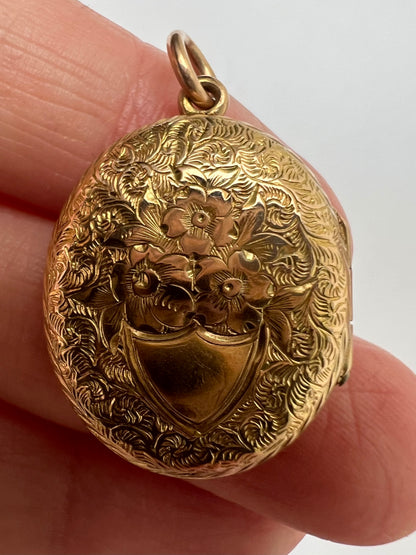 Victorian Gold Crucifix Oval Antique Locket