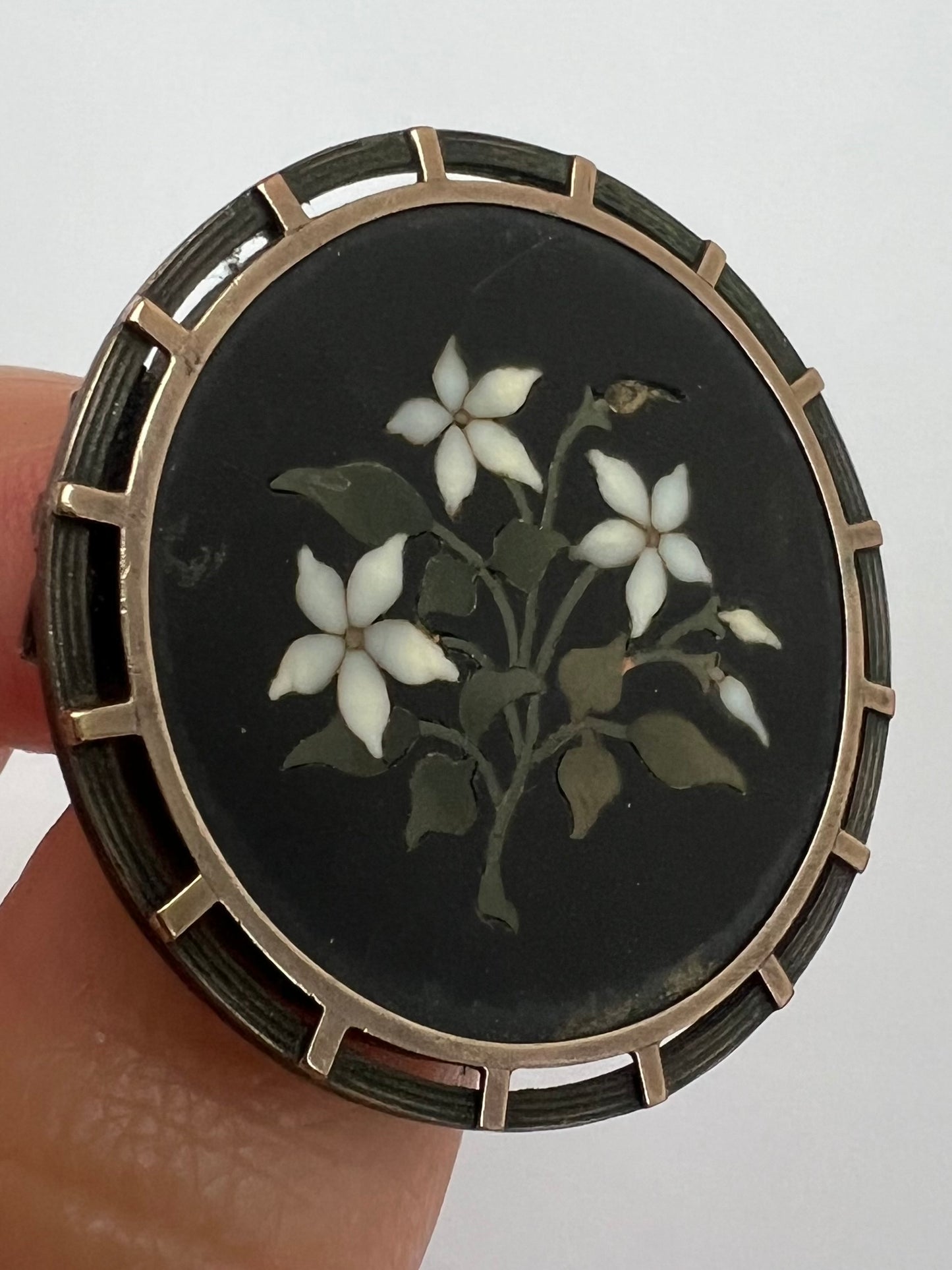 Italian Grand Tour Pietra Dura Lilly Of The Valley Brooch