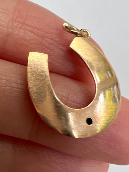 Lucky 15ct Gold Horseshoe Lucky Charm Pendant