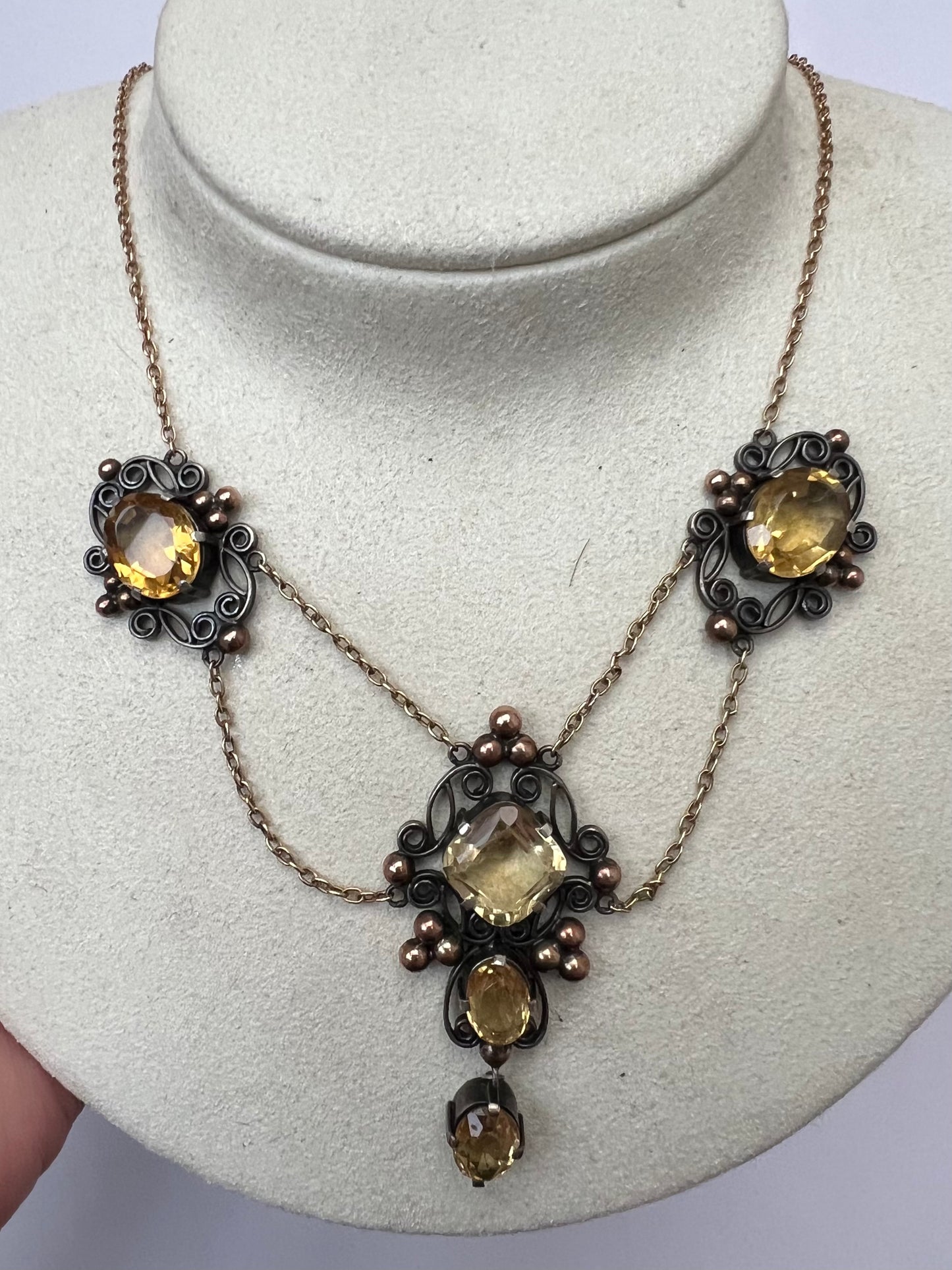 Artificer's Guild Arts & Crafts 15ct Gold Silver Citrine Necklace