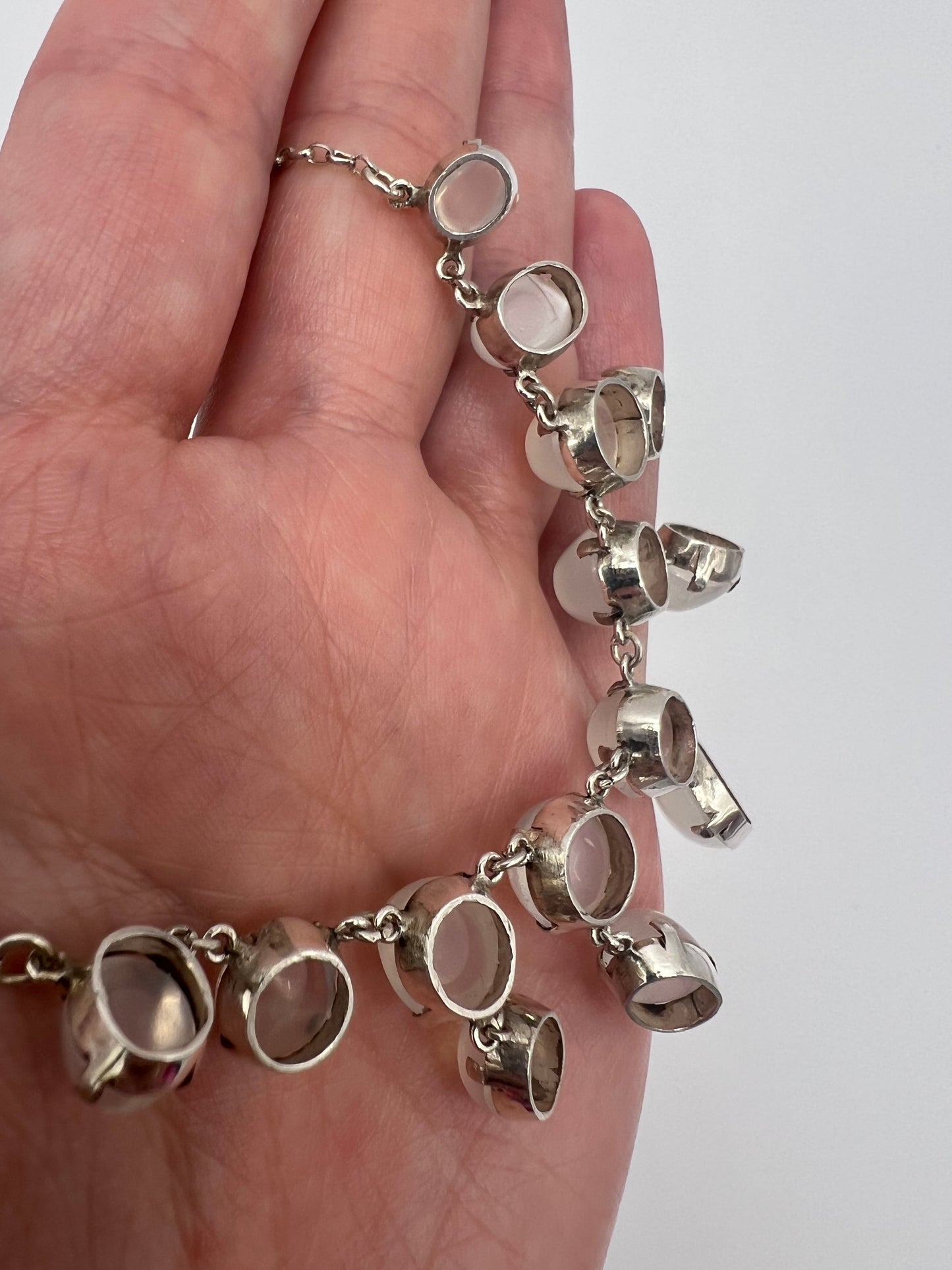 Silver Moonstone Festoon Wedding Necklace