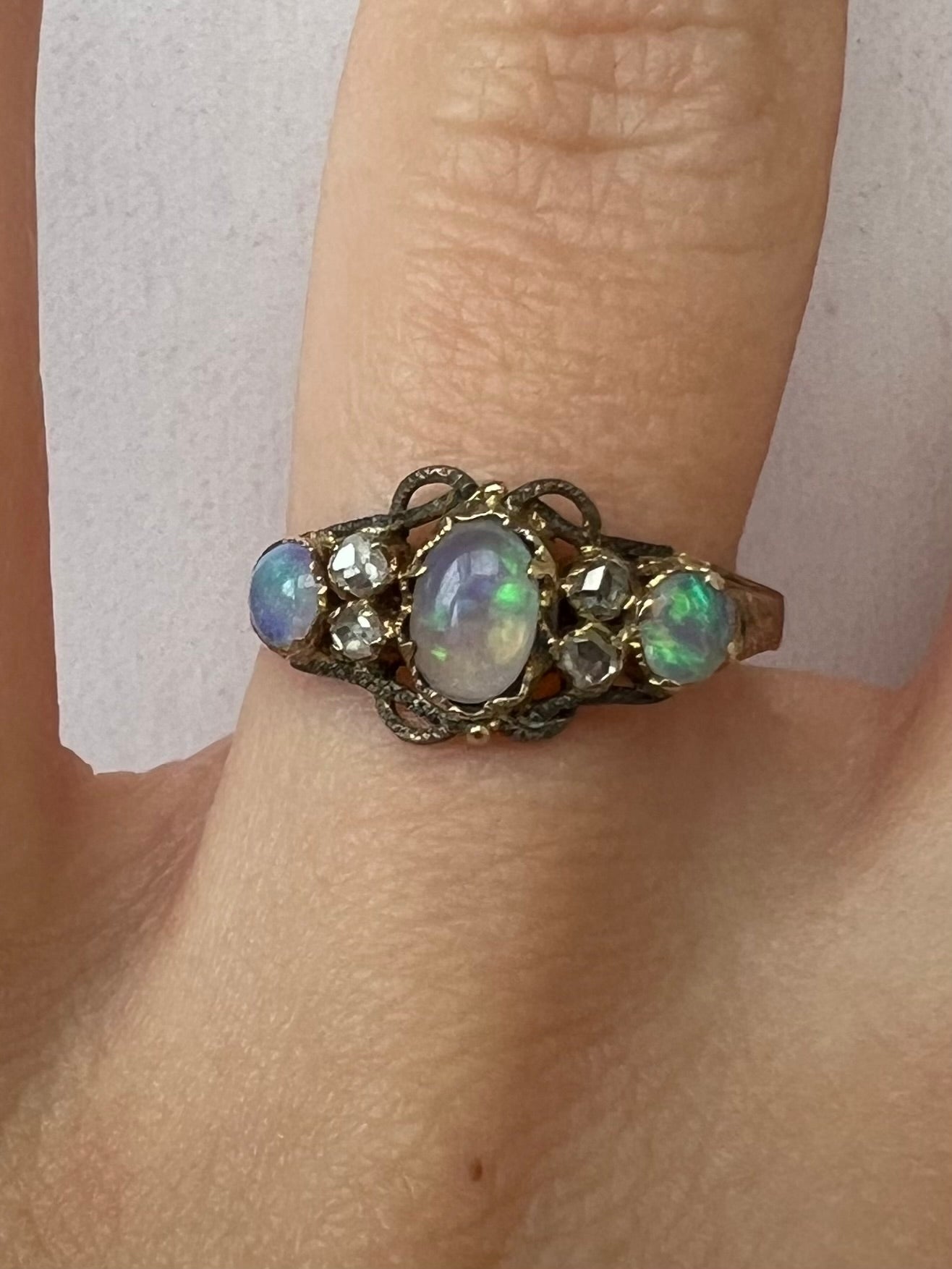 12ct Gold 1791 Opal Diamond Ring...Please read description!
