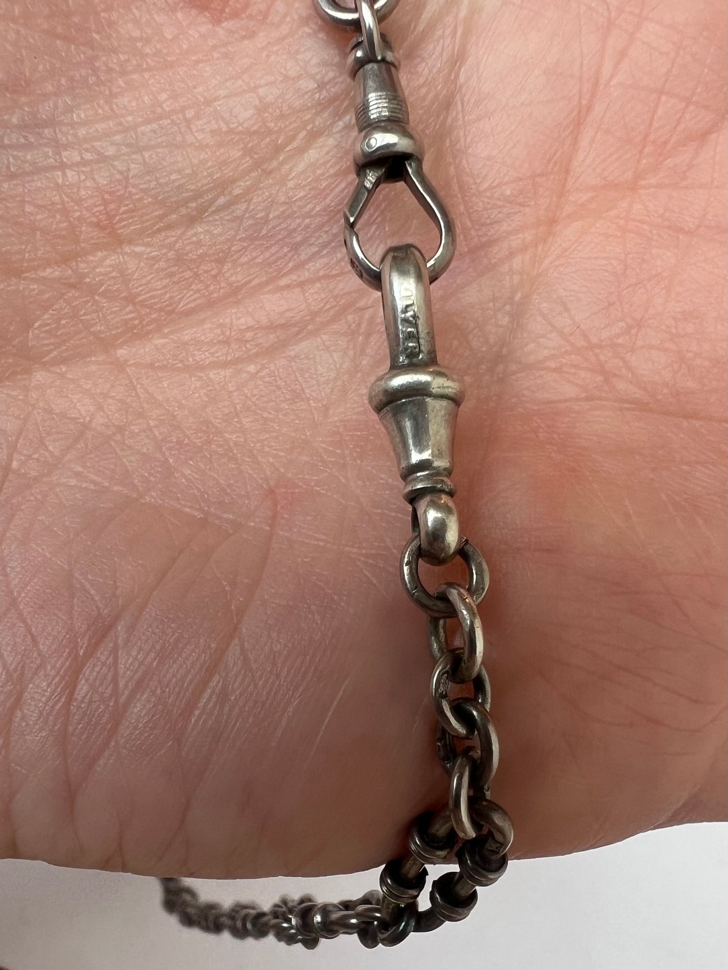 Victorian Fancy Trombone Fetter Link Silver Collar Choker Chain