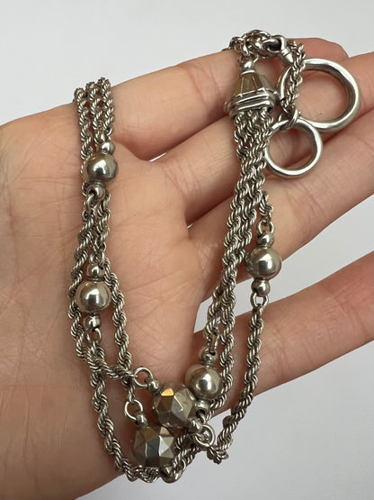 Silver Albertina Bracelet Or Necklace Section With Tassel Fobs Dog Clip etc