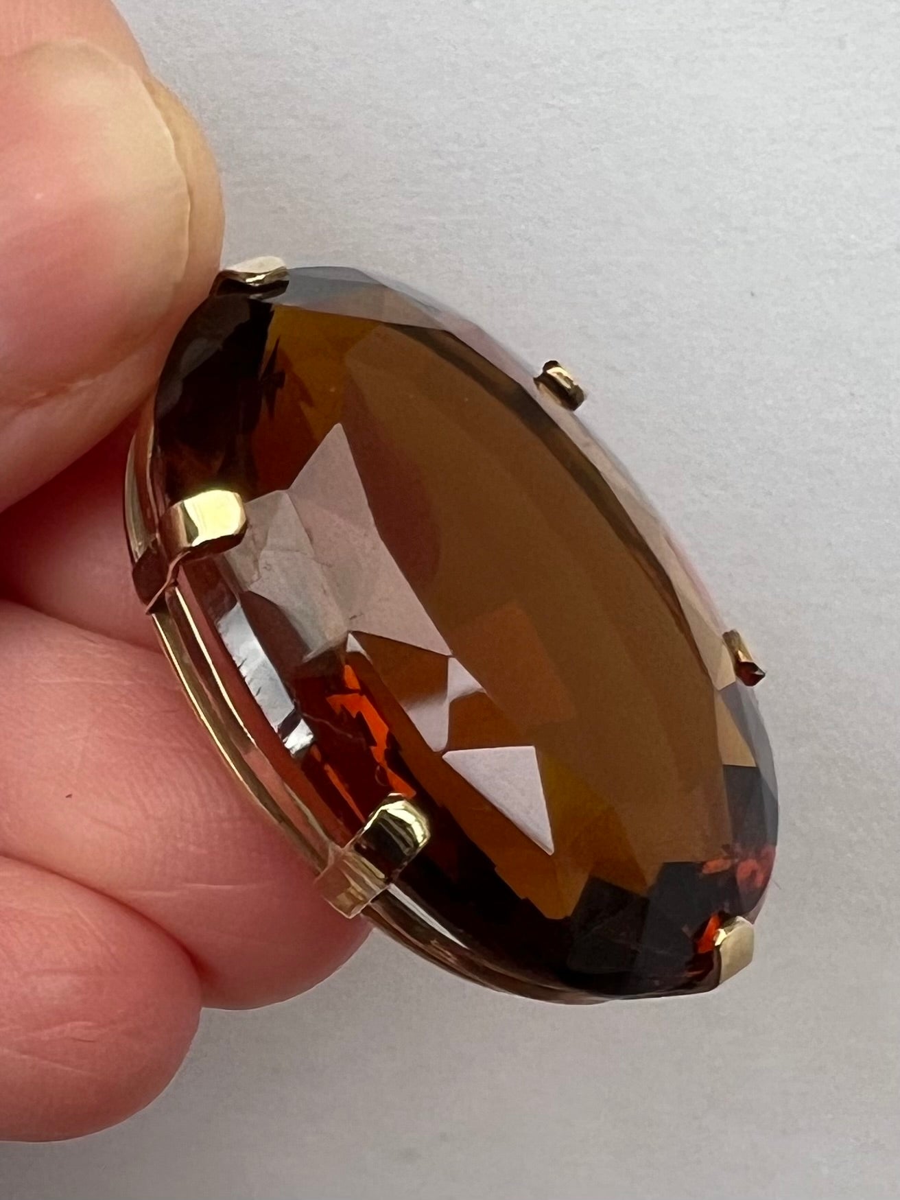 Very Large Sherry Madeira Citrine Gold Pendant