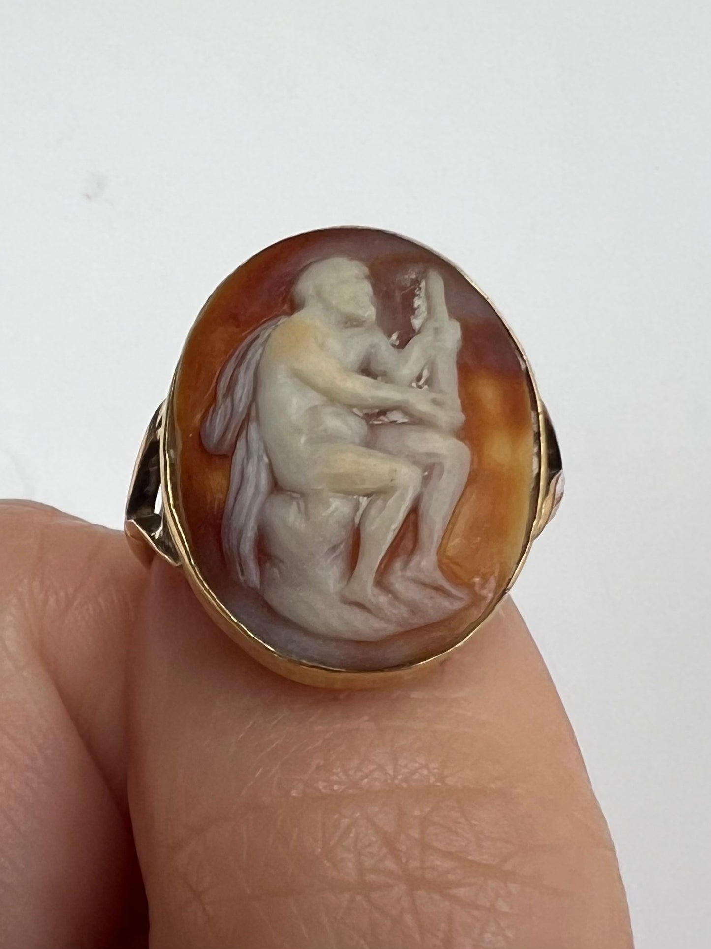 Unusual Antique Cameo Gold Pinky Ring