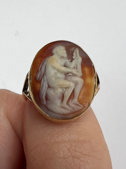 Unusual Antique Cameo Gold Pinky Ring