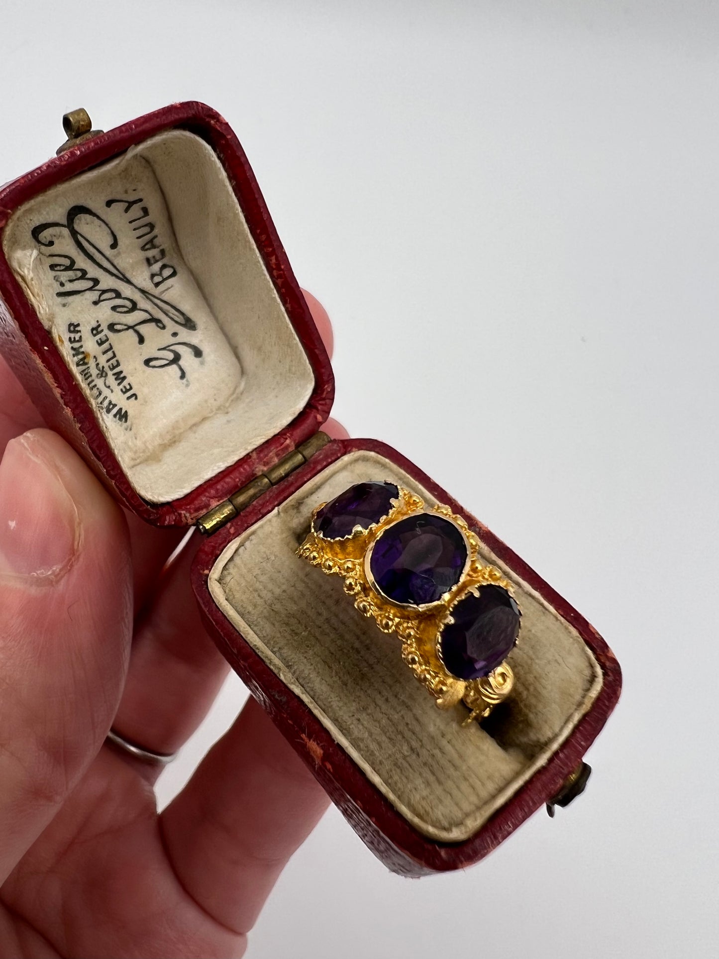 High Carat Gold Late Georgian Victorian 3 Stone Ring
