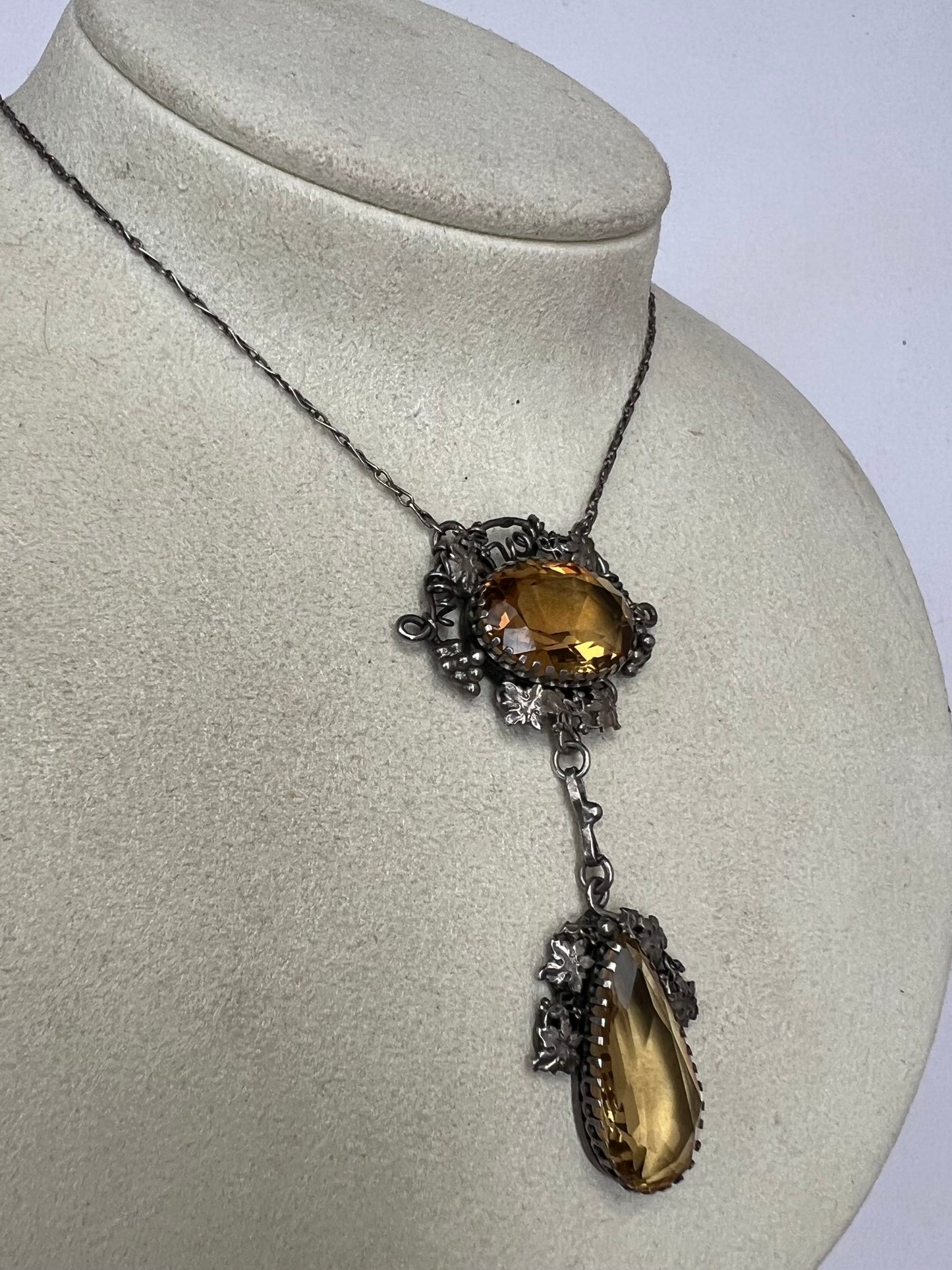 Silver Arts & Crafts Citrine Necklace