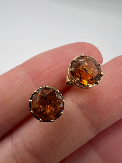 Scottish Cairngorm Gold Citrine Stud Earrings